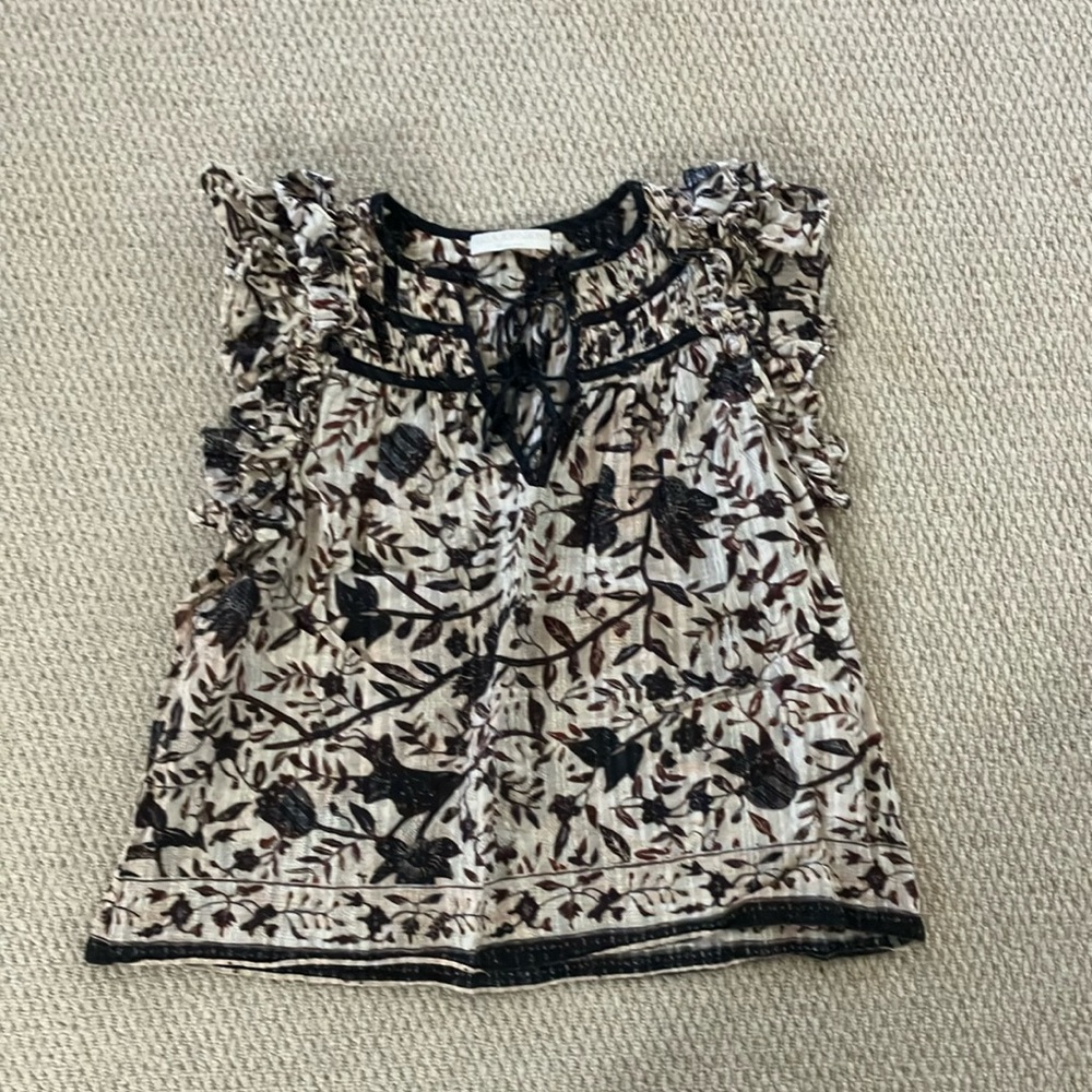 Floral Ruffle Sleeve Blouse